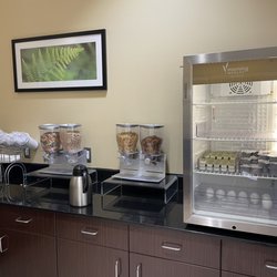 Sleep Inn & Suites Bismarck I-94 - No yogurt on Monday. There are boiled eggs in the fridge, as well as butter and cream cheese. Cereals are on the left.