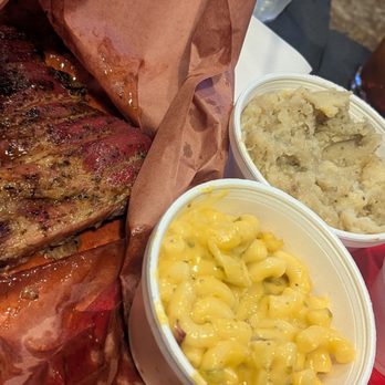Cooper's Old Time Pit Bar-B-Que - Pork ribs, jalapeno bacon Mac n' cheese, savory beans, amazing pork ribs, and delish old fashioned - Barbeque Near Me - Austin, Texas