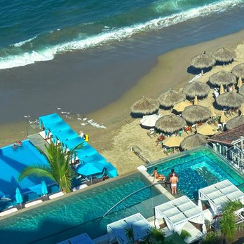 The Top Sky Bar - View down to Mantamar and Ritmo's café - Lounges Near Me - Puerto Vallarta, JAL