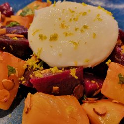 East End Gastropub - Beet & Burrata almonds, mint, basil, lemon citronette, orange zest
