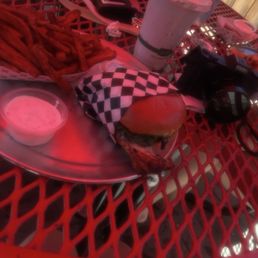 dirty bird chicken sandwich sweet potato and the dark cherry shake. dirty bird chicken sandwich sweet potato and the dark cherry shake.