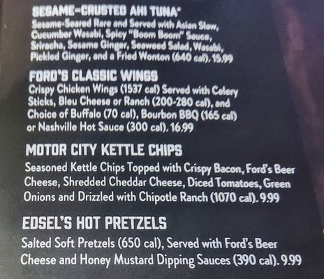 Menu photo 4 Ford's Garage Dearborn Dearborn, MI
