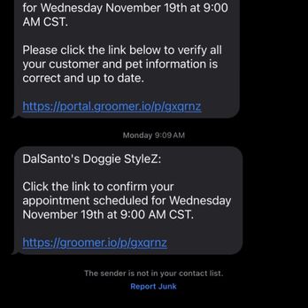 Dal Santo’s Doggie Stylez - Link was clicked and appointment confirmed. - Pet Groomers Near Me - Lansing, Illinois Dal Santo’s Doggie Stylez - Link was clicked and appointment confirmed. - Pet Groomers Near Me - Lansing, Illinois