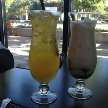 Cafe LaTTea - Grass Jelly Pearl Silky Milk and Dreamy Passion Fruit - Cafes Near Me - Cupertino, California