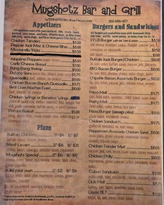 Menu photo 2 Mugshotz Pewaukee, WI