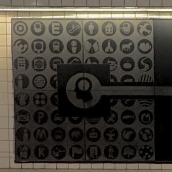 MTA - 50th Street Subway Station - C/E - 50th St 8th Ave Subway Station (C,E) - Matt Mullican, untitled, 1989, left panel close-up - Metro Stations Near Me - New York, New York MTA - 50th Street Subway Station - C/E - 50th St 8th Ave Subway Station (C,E) - Matt Mullican, untitled, 1989, left panel close-up - Metro Stations Near Me - New York, New York