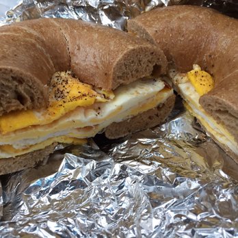 Bagel Bistro - Double egg on whole wheat bagel. Larger than typical bagels, wider and flatter for great eating. - Bagels Near Me - Millstone, New Jersey