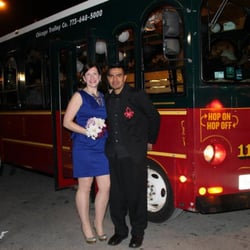 Chicago Trolley & Double Decker - Jennifer Q "The Yelpinator" takes the trolley to her Willis Tower wedding on New Years Eve 2012 with husband, Daniel.