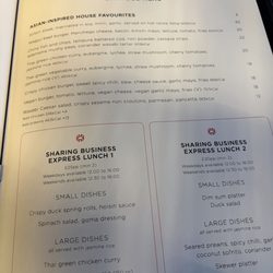 Chino Latino - Menu from bar and regular dining menu