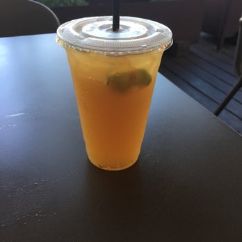 East Borough - Jasmine tea on the patio- $2 with yelp check in!  Flowery, limey deliciousness - Vietnamese Near Me - Costa Mesa, California