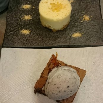 Genji Sushi Bar - Desert: yusu cheesecake and brownie with sesame ice cream - Restaurants Near Me - London, XGL Genji Sushi Bar - Desert: yusu cheesecake and brownie with sesame ice cream - Restaurants Near Me - London, XGL