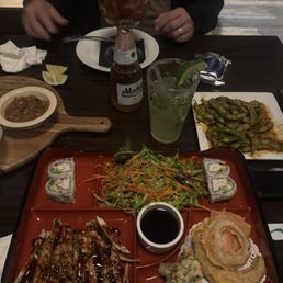 Chicken Teriyaki Bento Box, Spicy Garlic Edemame, Mojito Chicken Teriyaki Bento Box, Spicy Garlic Edemame, Mojito