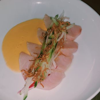 Select Oyster Bar - Yellowtail Hamachi Crudo - passionfruit, crispy ginger, cucumber, radish - Seafood Near Me - Boston, Massachusetts Select Oyster Bar - Yellowtail Hamachi Crudo - passionfruit, crispy ginger, cucumber, radish - Seafood Near Me - Boston, Massachusetts