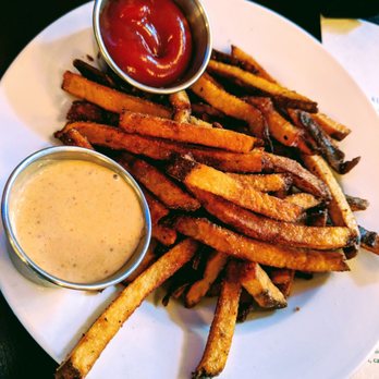 Some Random Bar - Hand-cut fries ketchup and Sriracha aioli - New American Near Me - Seattle, Washington