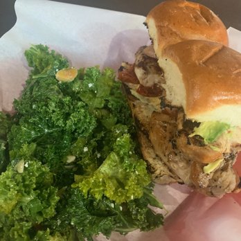 Accomplice Beer Company - Photos don't do justice to this smoked chicken sandwich and kale salad - Breweries Near Me - Cheyenne, Wyoming