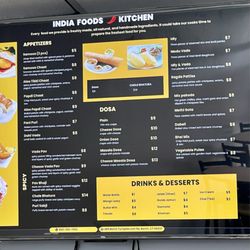 India Foods Kitchen - Menu