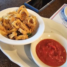 Fried Calamari Appetizer. Rubbery overcooked flavorless. Breading had fallen off Fried Calamari Appetizer. Rubbery overcooked flavorless. Breading had fallen off