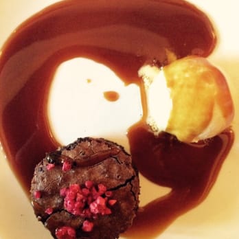 Bambini Trust Cafe - flourless chocolate cake, mandarin ice cream and grand marnier salted caramel sauce, $17 - Restaurants Near Me - Sydney, NSW
