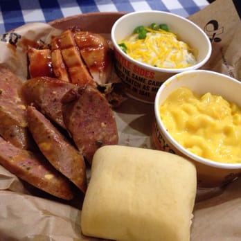 Dickey's Barbecue Pit - Spicy cheddar sausage and chicken breast, with macaroni and cheese and baked potato casserole. $10.95 - Barbeque Near Me - Elk Grove, California Dickey's Barbecue Pit - Spicy cheddar sausage and chicken breast, with macaroni and cheese and baked potato casserole. $10.95 - Barbeque Near Me - Elk Grove, California