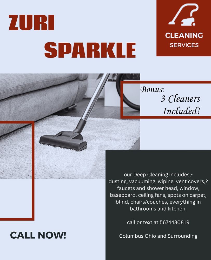ZURI SPARKLE CLEANING SERVICES Updated June 2024 Request a Quote Columbus, Ohio Office