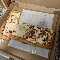Half Bacon cheese Sicilian pizza