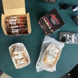 Pralines (standard and chocolate), regular beignets, praline beignets Pralines (standard and chocolate), regular beignets, praline beignets