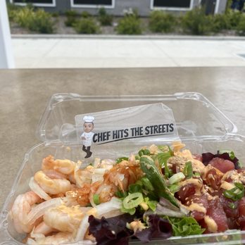 Chef Hits the Streets - Poke boat(18): 1/2 ahi tuna, 1/2 cooked shrimp.. - Hawaiian Near Me