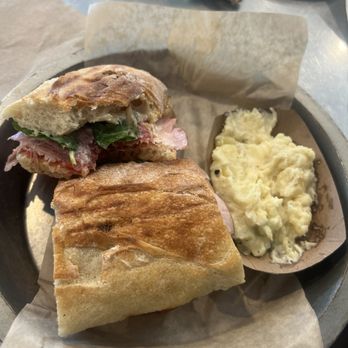 Aioli - Grilled Italian Sandwich either side if potato salad. - Cafes Near Me - West Palm Beach, Florida Aioli - Grilled Italian Sandwich either side if potato salad. - Cafes Near Me - West Palm Beach, Florida