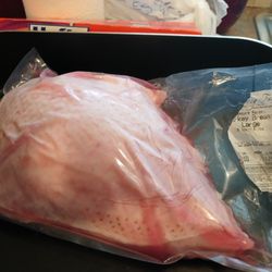 Champoeg Farms - Packaged bird getting ready to cook