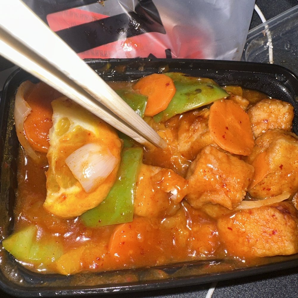 The Rice Box - Orange Tofu(taste like tomato sauce) - Chinese Near Me - Houston, Texas