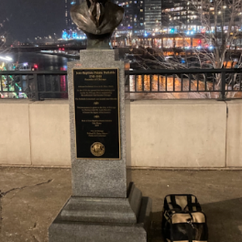 Jean-Baptiste Pointe DuSable Monument - My pet Cat chilling with Jean-Baptiste Pointe Dusable Statue, she is more outgoing than my boring friends who don't like to go anywhere,lol - Landmarks & Historical Buildings Near Me - Chicago, Illinois Jean-Baptiste Pointe DuSable Monument - My pet Cat chilling with Jean-Baptiste Pointe Dusable Statue, she is more outgoing than my boring friends who don't like to go anywhere,lol - Landmarks & Historical Buildings Near Me - Chicago, Illinois