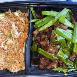 Their new idea of an entree size and a scoop of fried rice
