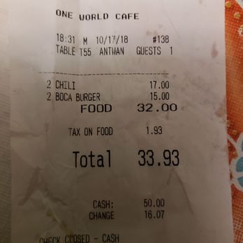 One World Cafe - Please be sure the price you are being charged matches the price on the laminated menu located at the register. They will overcharge you. - Vegetarian Near Me - Baltimore, Maryland One World Cafe - Please be sure the price you are being charged matches the price on the laminated menu located at the register. They will overcharge you. - Vegetarian Near Me - Baltimore, Maryland