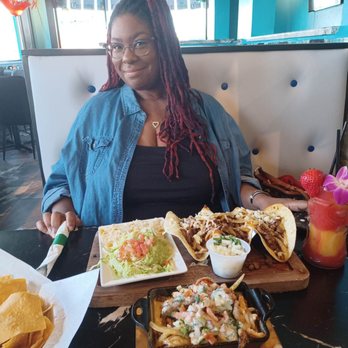 Mar Azul Mexican Grill - ME!!!! All that food, My eyes were bigger than my stomach!!! Philly steak tacos and Texas dip. Complimentary chips!!! - Mexican Near Me - Columbus, Ohio Mar Azul Mexican Grill - ME!!!! All that food, My eyes were bigger than my stomach!!! Philly steak tacos and Texas dip. Complimentary chips!!! - Mexican Near Me - Columbus, Ohio
