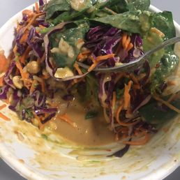Cheeky Peanut Bowl with brown rice - Not happy with this locations proportions. Way too much sauce and no brown rice... Cheeky Peanut Bowl with brown rice - Not happy with this locations proportions. Way too much sauce and no brown rice...