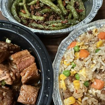 Shanghai Restaurant - String beans, Young chow fried rice and braised pork belly. - Dim Sum Near Me - Fort Lee, New Jersey Shanghai Restaurant - String beans, Young chow fried rice and braised pork belly. - Dim Sum Near Me - Fort Lee, New Jersey