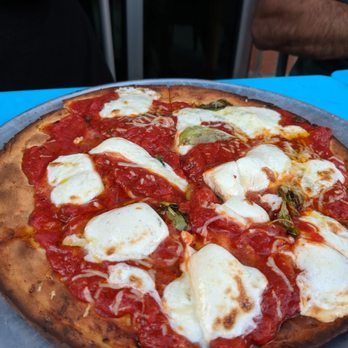 Stoked Woodfired Pub - Margarita Pizza with a cauliflower crust. It was very tasty and the crust was very crisp! - Pizza Near Me - Winston-Salem, North Carolina