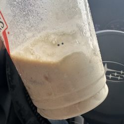 A gross peanut butter smoothie thats not fully blended