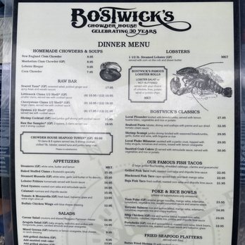 Bostwick's Chowder House - Me u - Seafood Near Me - East Hampton, New York Bostwick's Chowder House - Me u - Seafood Near Me - East Hampton, New York