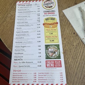STERNEN GRILL - Menu October 2025 - Barbeque Near Me - Zürich, ZH