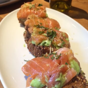 Flax & Kale - Salmon sashimi toast - Spanish Near Me - Barcelona, B