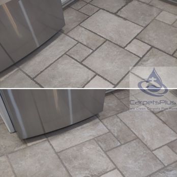 CarpetsPlus - The bottom photo is after our high pressure deep cleaning for this kitchen tile & grout floor! - Carpet Cleaning Near Me - Charlotte, North Carolina