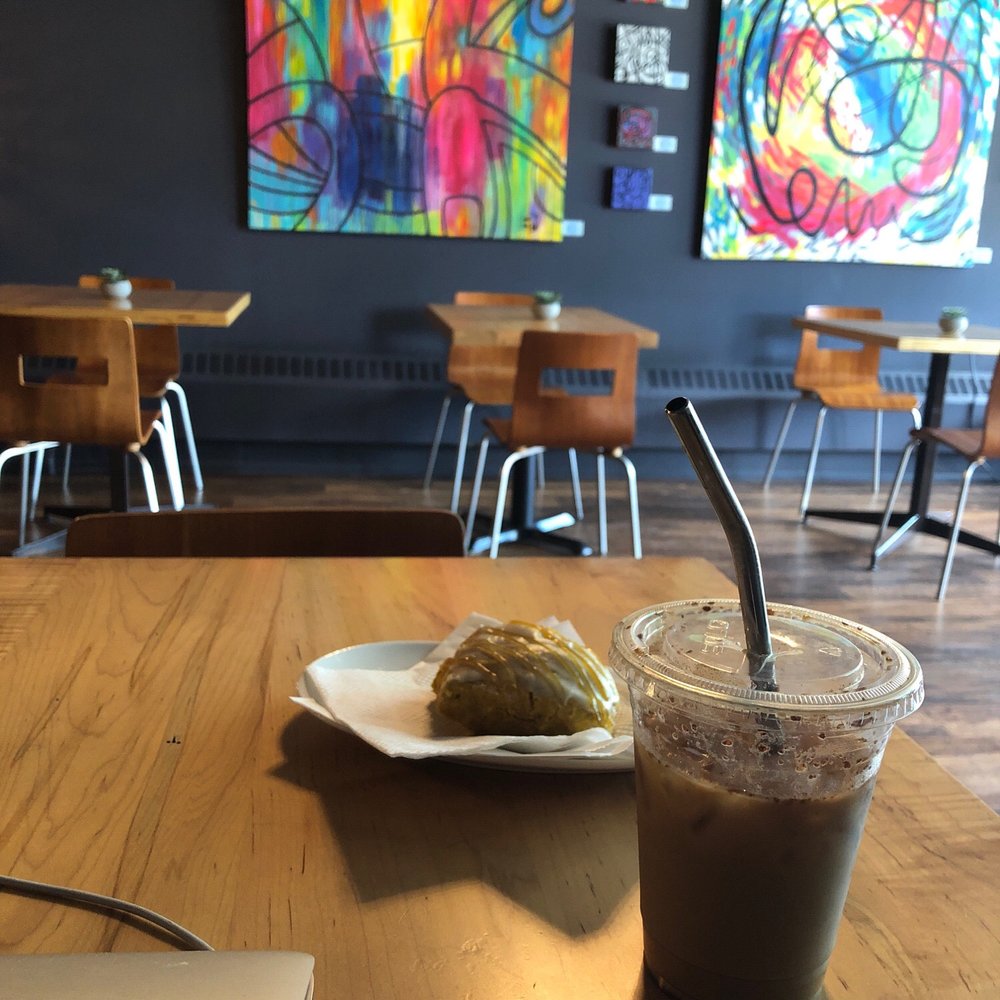 Ice latte, pumpkin scone and some beautiful atmosphere Ice latte, pumpkin scone and some beautiful atmosphere