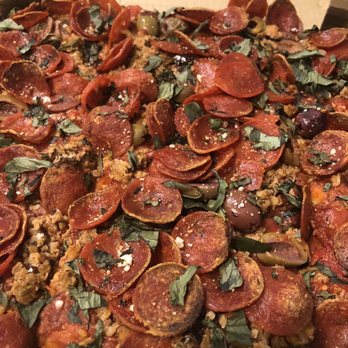 Ranch - Terrific Detroit style pepperoni pizza with mixed olives. Lots of pepperoni on this pizza! - Pizza Near Me - Portland, Oregon Ranch - Terrific Detroit style pepperoni pizza with mixed olives. Lots of pepperoni on this pizza! - Pizza Near Me - Portland, Oregon