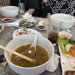 Pho and egg rolls Pho and egg rolls