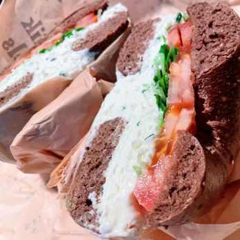 Boichik Bagels - Pumpernickel bagel, Chive CC, tomato, sprouts. - Bagels Near Me - San Francisco, California