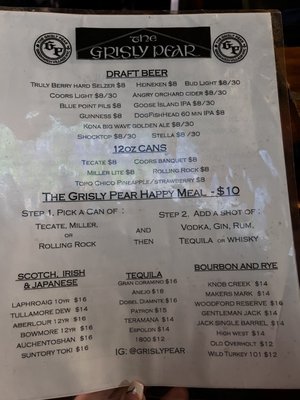 Menu photo 5 The Grisly Pear New York, NY Menu photo 5 The Grisly Pear New York, NY