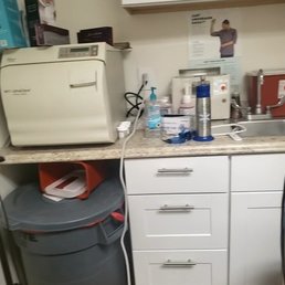 Their counters need more organization the mess makes me doubt they properly sanitized the rooms before new patient walks in Their counters need more organization the mess makes me doubt they properly sanitized the rooms before new patient walks in