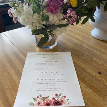 AWG Private Chefs - Menu with flowers from event. - Caterers Near Me - Walnut Creek, California AWG Private Chefs - Menu with flowers from event. - Caterers Near Me - Walnut Creek, California