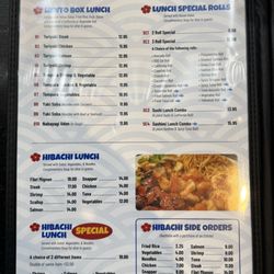 Fuji Hana Sushi Bar and Hibachi Steakhouse - Lunch Menu